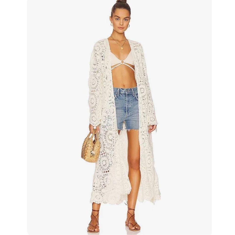 New Free People Melanie Crochet Duster in White Size Small